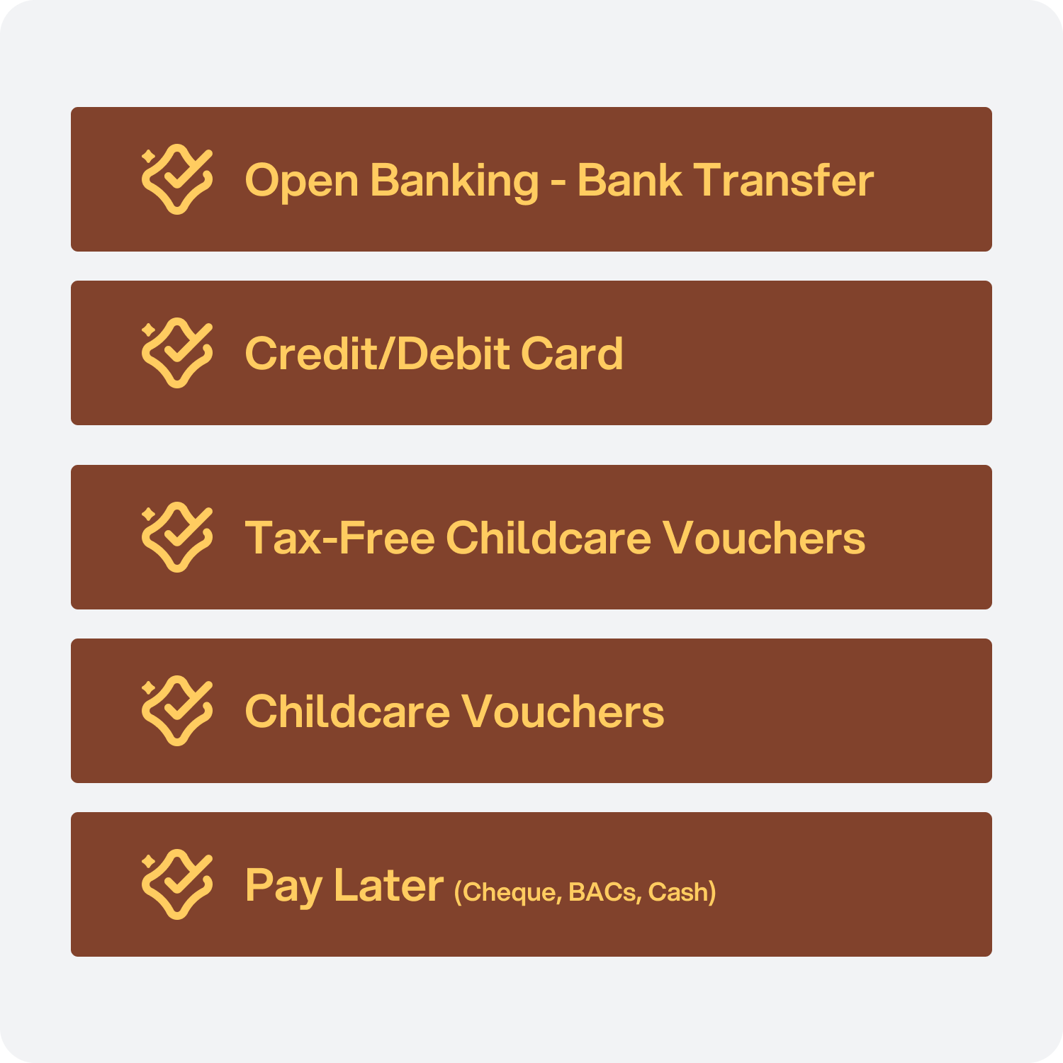 Expanded payment options with MagicBooking - Tax-Free Childcare, Credit card, Debit Card, Childcare Vouchers