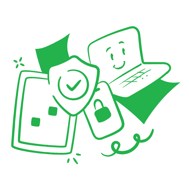 Key features illustration in Go2Play's' branded colour