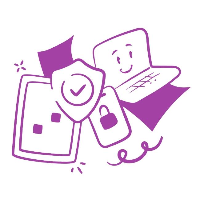 Key features illustration in Kids R Us' branded colour